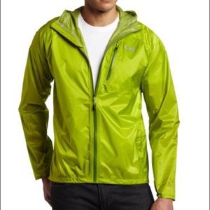 Outdoor Research men’s helium green rain jacket